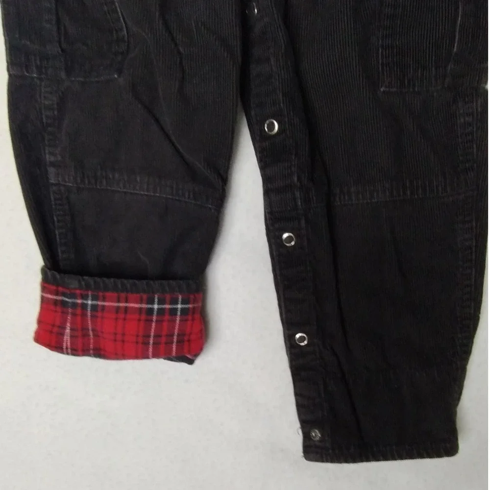 OshKosh Corduroy Overalls 36 Months Black Plaid Trim Toddler‎ Kids Fall
